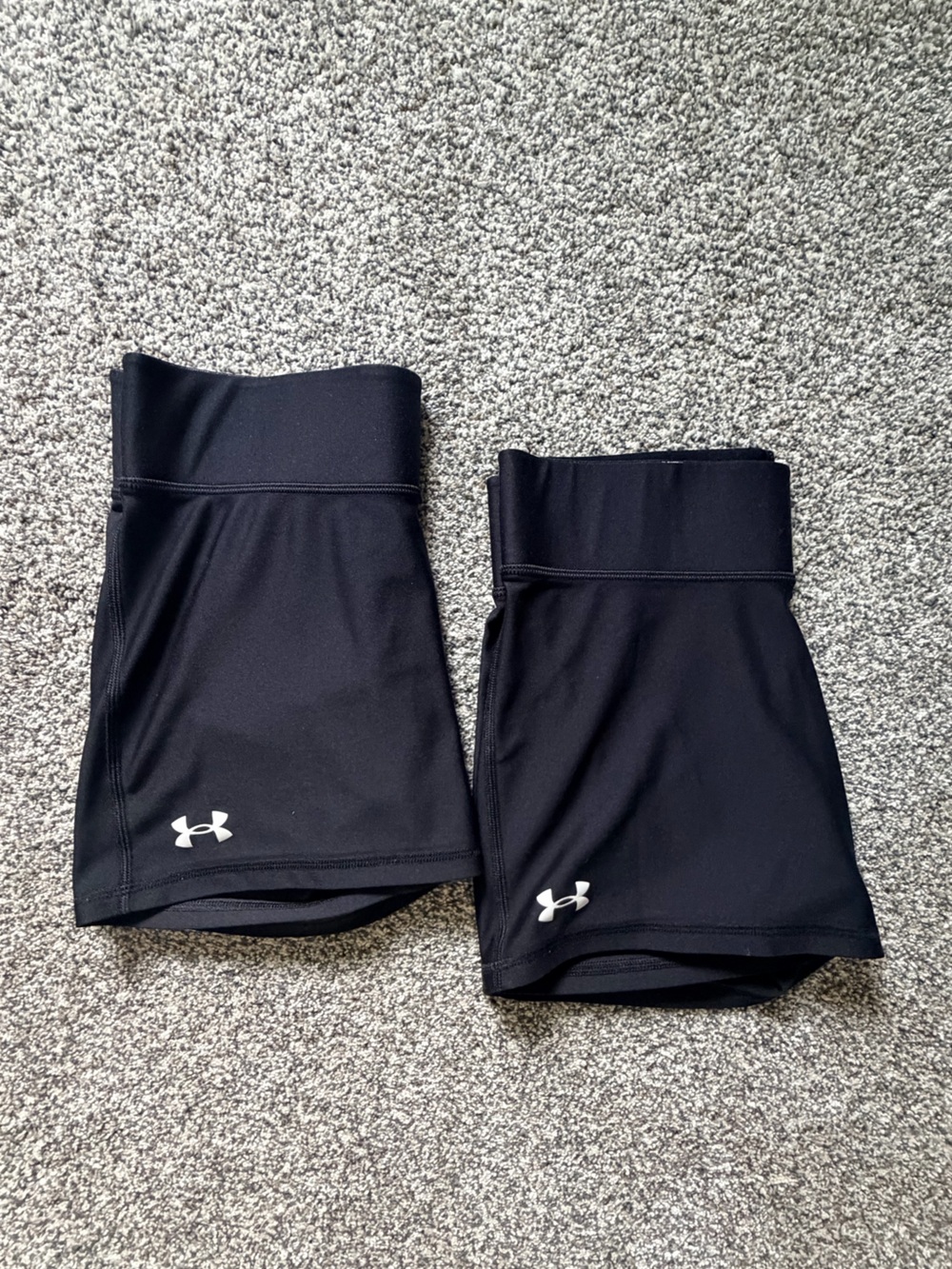 Under Armour Girls' Bike Shorts Lot with Fold Over Waist Band. Size Youth Large